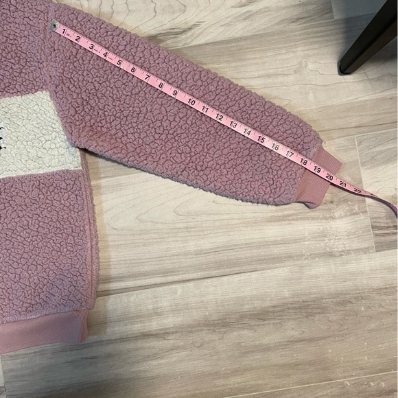 AMP “Not Your Babe” Pink/Purple & White Oversized Fuzzy Sherpa Sweatshirt XS - Picture 10 of 16